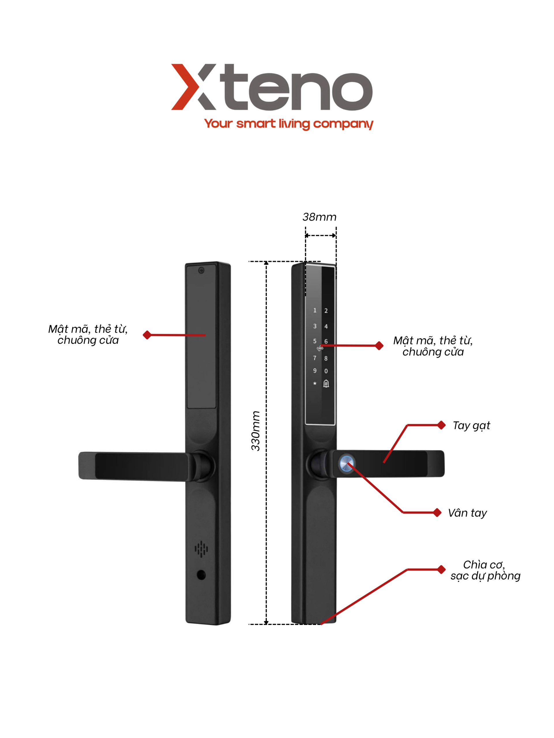 KHOÁ THÔNG MINH HỆ CỬA NHÔM KÍNH XTENO XC135 - Ảnh 2
