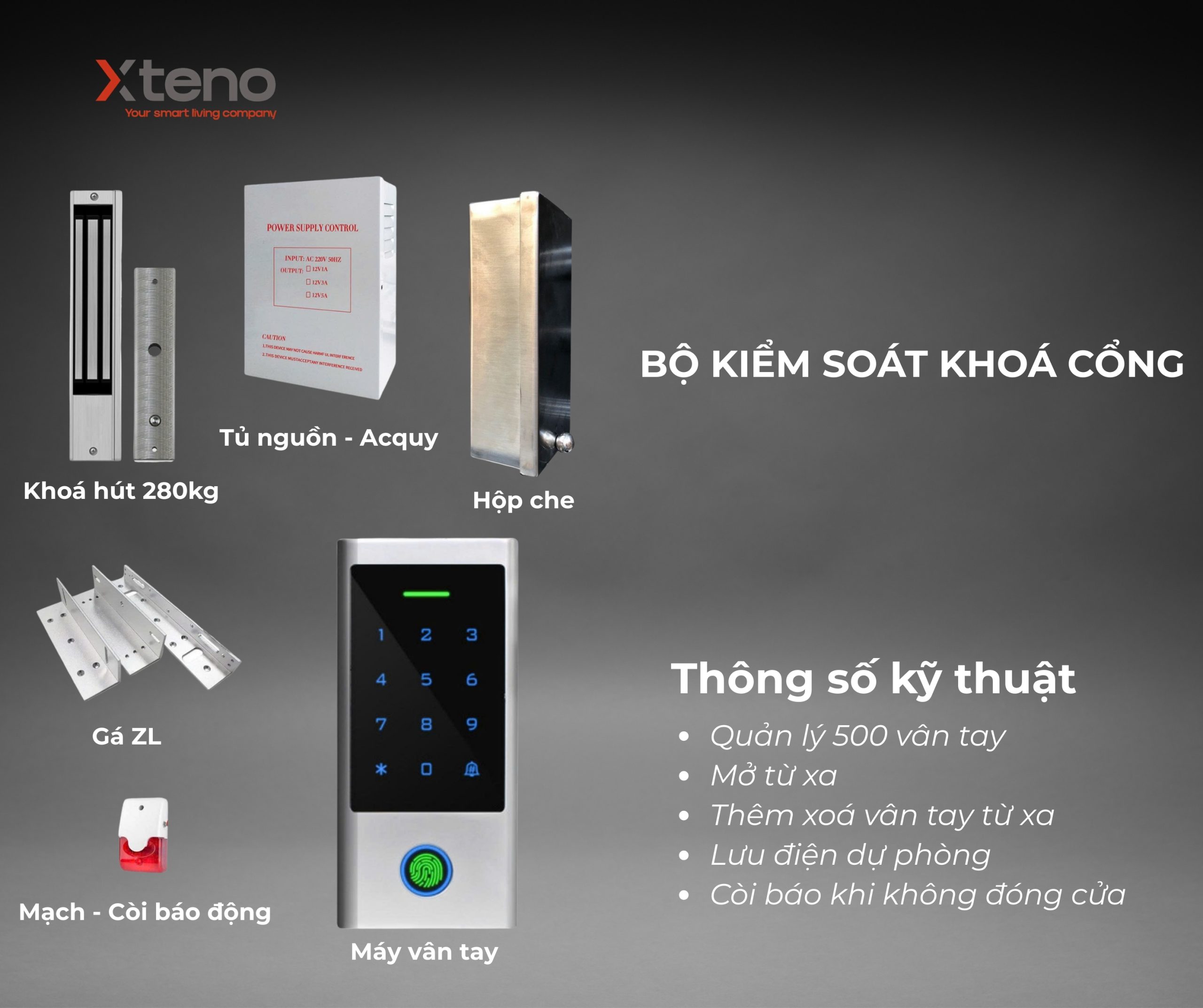 BỘ KHOÁ CỔNG HÍT THÔNG MINH XTENO CS10 - Ảnh 2
